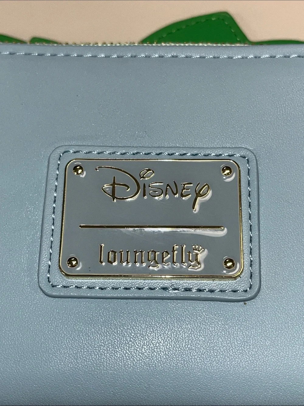 Loungefly Blue Stitch Face Wallet w/Pink Ears and Green Leaf Accent NWT